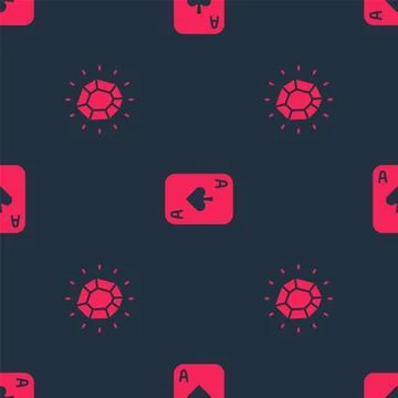 Set Magic stone and Playing cards on seamless pattern. Vector イラスト素材