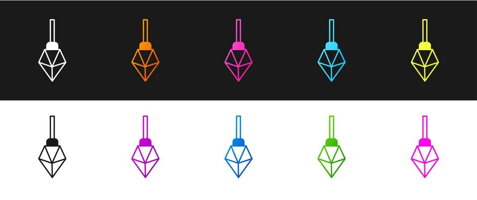 Set Magic stone icon isolated on black and white background. Fantasy crystal Illustrazione stock