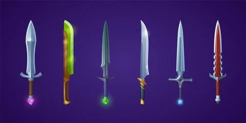 Set of magic swords, space laser futuristic blades Illustrazione stock