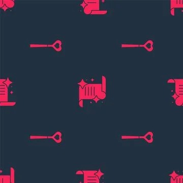 Set Magic wand and Ancient magic book on seamless pattern. Vector 스톡 일러스트