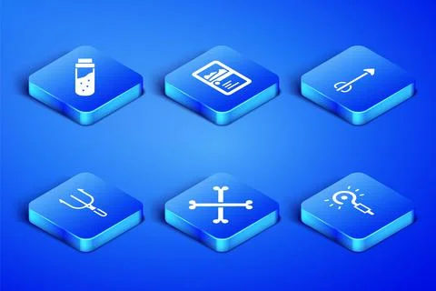 Set Magic wand, Bottle with potion, Crossed human bones, Neptune Trident, Card Stock Illustration