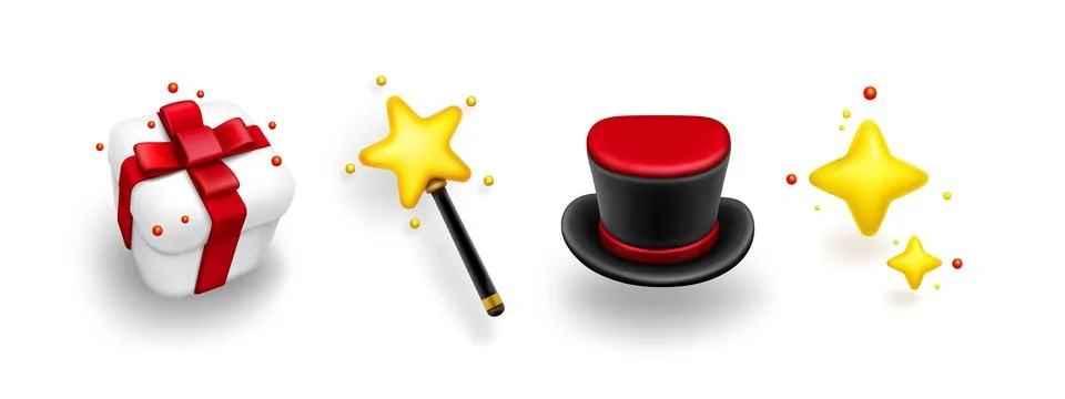 Set of magical 3D objects Stock Illustration