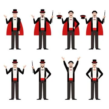 Set of Magicians Stock Illustration