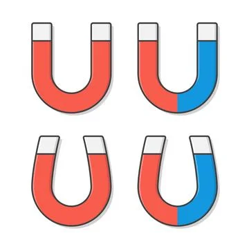 Set Of Magnet Vector Icon Illustration. Horseshoe Magnet Flat Icon Stock Illustration