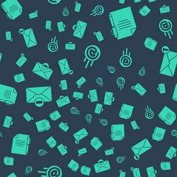 Set Mail and e-mail, Document and pen, Delete envelope and Envelope on seamless Illustrazione stock