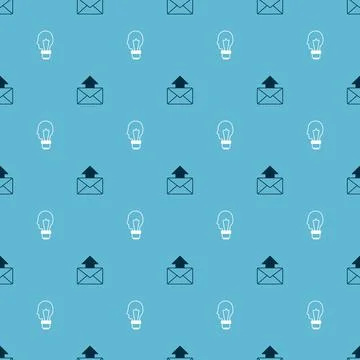 Set Mail and e-mail and Light bulb with concept of idea on seamless pattern Stock Illustration