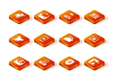 Set Mail and e-mail, Head with gear inside, Camera film roll cartridge Illustration