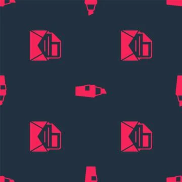 Set Mail and e-mail and Marker pen on seamless pattern. Vector Stock Illustration