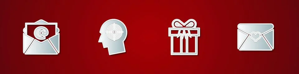 Set Mail and e-mail, Head hunting concept, Gift box and Envelope with Valentine Illustration