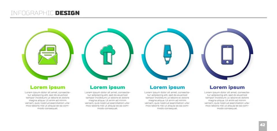 Set Mail and e-mail, Cloud database, Marker pen and Mobile phone. Business 库存插图