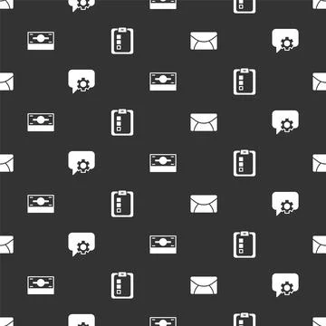 Set Mail and e-mail, Telephone 24 hours support, Stacks paper money cash and 스톡 일러스트