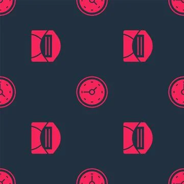 Set Mail and e-mail and Clock on seamless pattern. Vector Stock Illustration