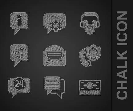 Set Mail and e-mail, Speech bubble chat, Stacks paper money cash, Telephone.. 스톡 일러스트