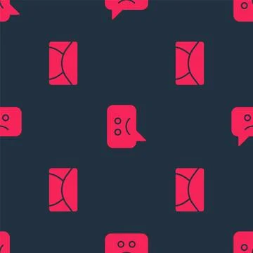 Set Mail and e-mail and Sad smile on seamless pattern. Vector Ilustración de archivo