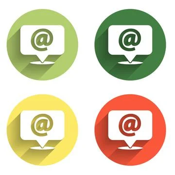 Set Mail and e-mail on speech bubble icon isolated with long shadow backgro.. Stock Illustration