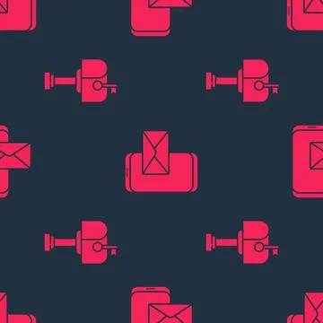 Set Mail box and Mobile and envelope on seamless pattern. Vector 스톡 일러스트