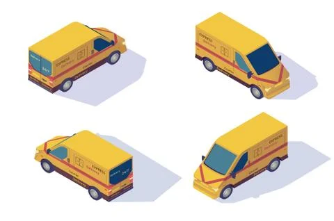 Set mail car for delivery of mail and parcels, package. Illustrazione stock