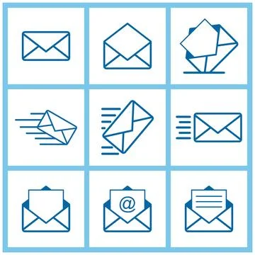 Set of mail icons. Envelope, letter. Vector illustration, Collection of mail Stock Illustration