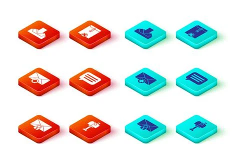 Set Mail message lock password, box, Received concept, Speech bubble chat, De Stock Illustration