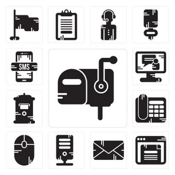 Set of Mailbox, Browser, Email, Server, Mouse, Telephone, Video call, Smartph Free Stock Illustration