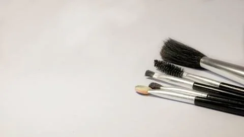 Set of make up brushes background 스톡 사진