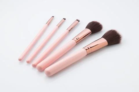 Set of Make up Brushes Shot in Studio Over White Background Stock Photos