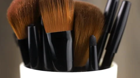 Set of make-up brushes, vertical shot Stock Footage 164515762