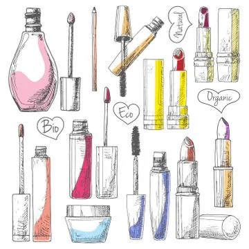 Set of make-up cosmetics. 스톡 일러스트