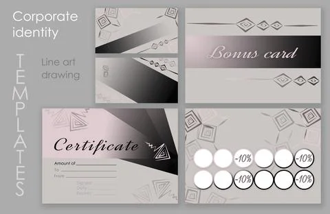 Set Make up elements. Digital geometric Make-up certificate, buisenes card and Stock Illustration