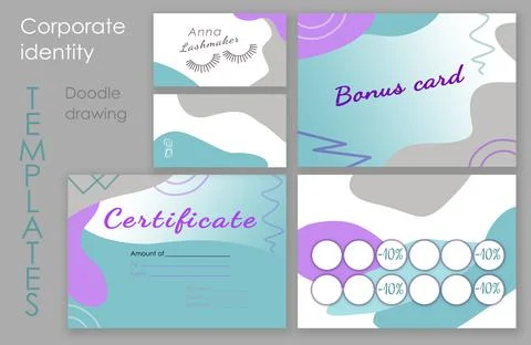 Set Make up elements. Digital geometric Make-up certificate, buisenes card and Stock Illustration