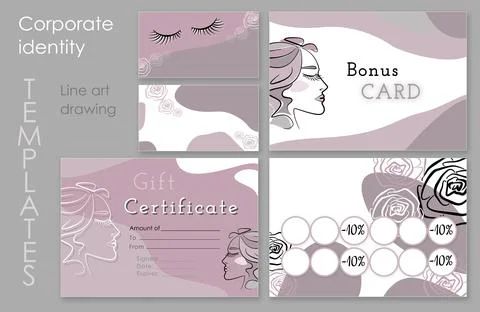 Set Make up elements. Digital Make-up certificate, buisenes card and gift or Stock Illustration