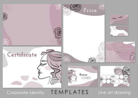 Set Make up elements. Digital Make-up certificate, price list, buisenes card and Stock Illustration
