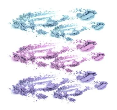 Set of make up eye shadow crushed on white Stock Photos