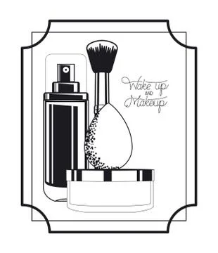 Set of make up products frame Ilustração Stock