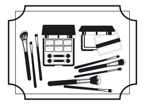 Set of make up products frame Ilustração Stock