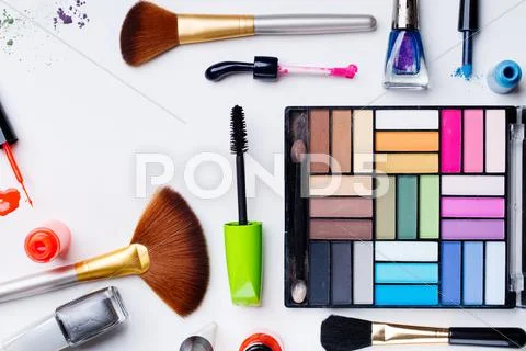 Set for make-up on pure background Stock Photos