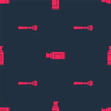Set Makeup brush and Spray can for hairspray on seamless pattern. Vector Illustrazione stock