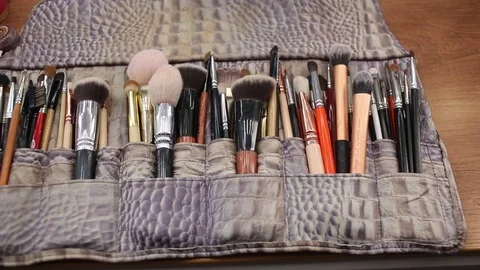 Set of makeup brushes Stock Footage 73249786