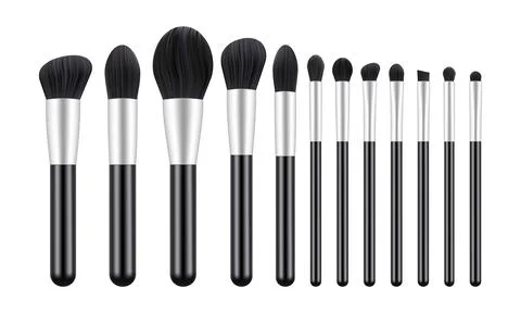 Set of Makeup Brushes, Isolated on White Background Stock Illustration