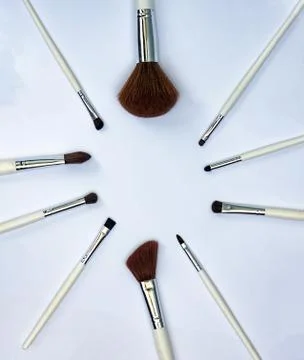 Set of makeup brushes Stock Photos