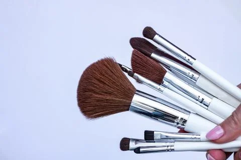 Set of makeup brushes Stock Photos