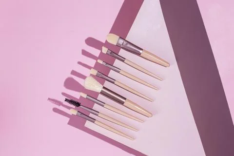 Set of makeup brushes Stock Photos