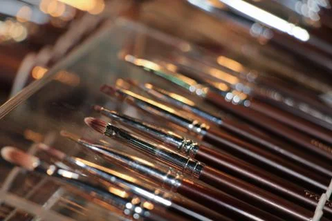 Set of makeup brushes - reflection Foto stock