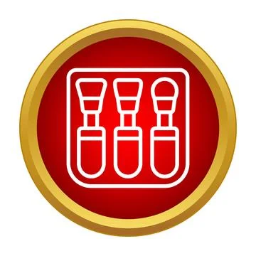 Set of makeup brushes tools in red circle icon Stock-Illustration