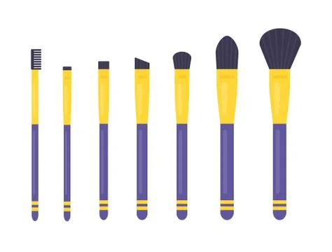 Set of makeup brushes vector flat isolated Stock Illustration