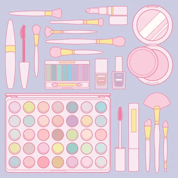 Set of makeup items Stock Illustration