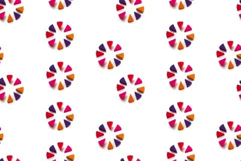 Set of makeup sponges pattern isolated on white background top view of Flat l Foto stock