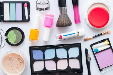 Set of makeup on a white background Stock Photos