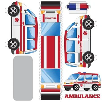 A set for making an ambulance car. Stock Illustration