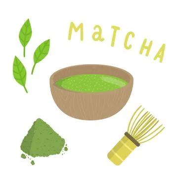 Set for making matcha tea. Stock Illustration